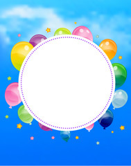 Party banner with flags and ballons