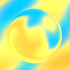 Transparent Drop Of Water On Turquoise Blue Yellow Soft Backdrop