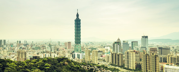 panoramic cityscape and landmark of taiwan