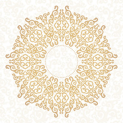 Golden ornament. White background.