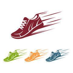 Speeding running shoe icons