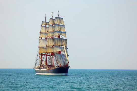 old sailing ship in full sail