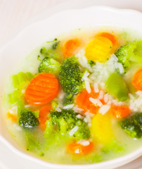 Fresh vegetable soup with rice