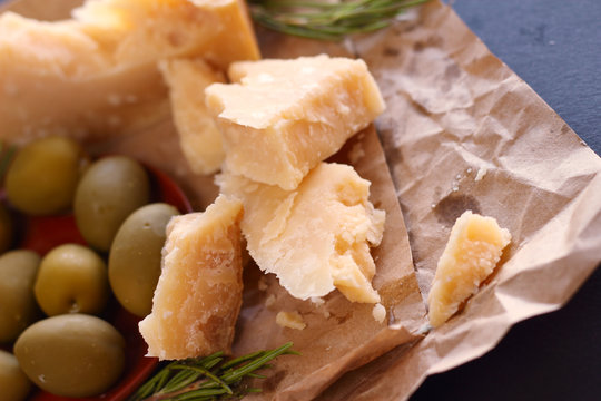 Parmesan cheese and olives