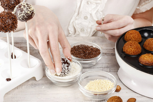 Woman making cake pops