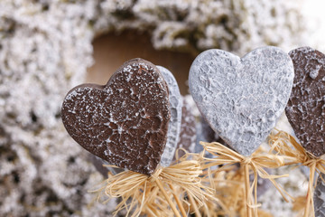 Decorative grey hearts