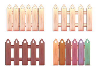 Vector wooden fence set