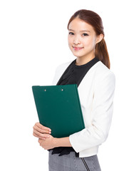 Fototapeta premium Business woman hold clipboard