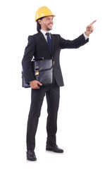 Young architect isolated on white