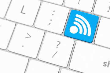 wifi concepts, with message on enter key of computer keyboard.