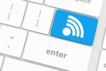 wifi concepts, with message on enter key of computer keyboard.