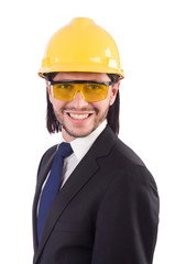 Young architect isolated on white