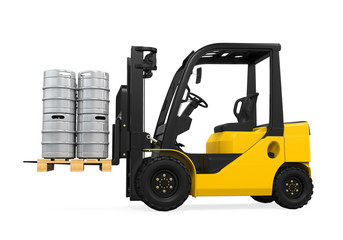 Forklift and Pallet of Beer Kegs