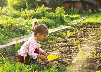 Cute little girl having fun at countryside