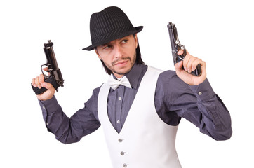 Man with gun isolated on the white