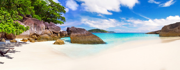 Panorama of tropical beach scenery, Thailand - obrazy, fototapety, plakaty