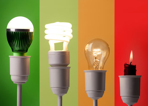 positioning of various lightings by energy savings and by colors