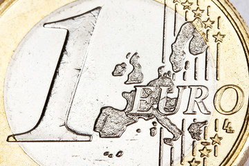 One euro coin close up