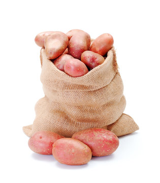 Red potatoes in sack