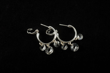 silver earrings with crystals