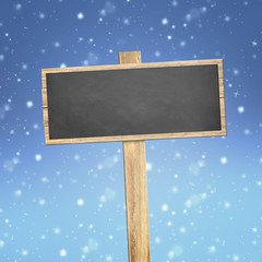 Winterhimmel mit Holzschild
