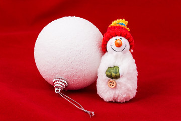 snowman red background