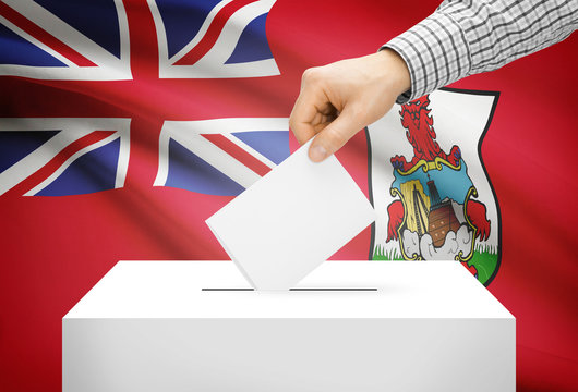 Ballot box with national flag on background - Bermuda