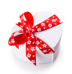 white gift heart box