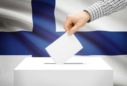 Ballot box with national flag on background - Finland