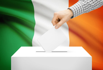 Ballot box with national flag on background - Ireland