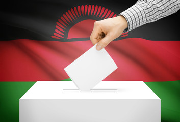 Ballot box with national flag on background - Malawi