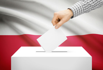 Ballot box with national flag on background - Poland