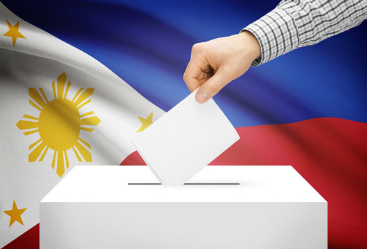 Ballot box with national flag on background - Philippines