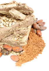 Sunflower halva with cocoa isolated on  white background