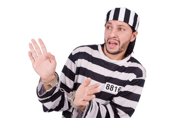 Prison inmate isolated on the white background