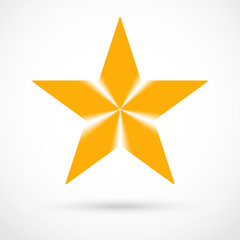 Obraz premium Yellow star with shadow on gray background