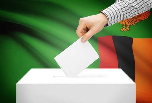 Ballot box with national flag on background - Zambia