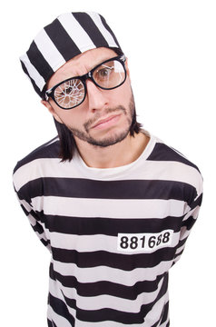 Prison inmate isolated on the white background