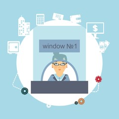 a bank teller  illustration