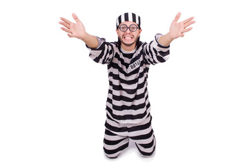 Prison inmate isolated on the white background