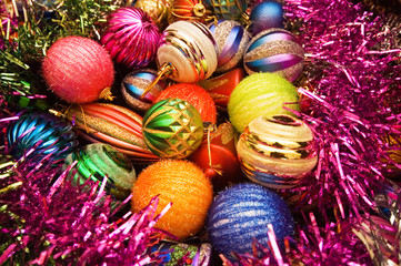 Christmas decorations in festive holiday concept