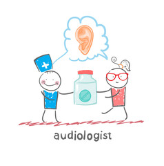 otolaryngologist says ear disease and gives the patient a tablet