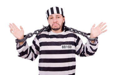 Prison inmate isolated on the white background