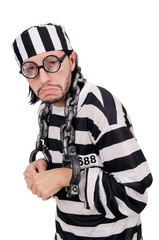 Prison inmate isolated on the white background