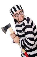 Prison inmate isolated on the white background