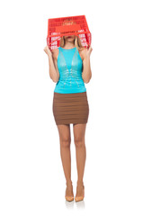 Woman in shopping concept isolated on white