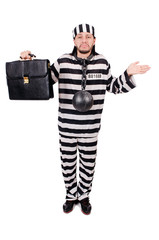 Prison inmate isolated on the white background