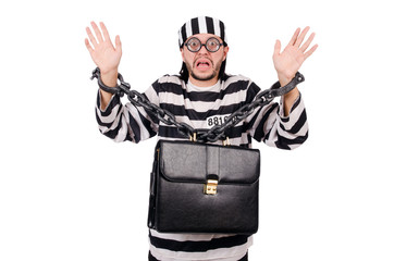 Prison inmate isolated on the white background