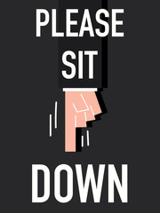 Fototapeta premium Word PLEASE SIT DOWN