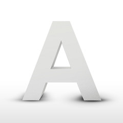 white letter A isolated on white